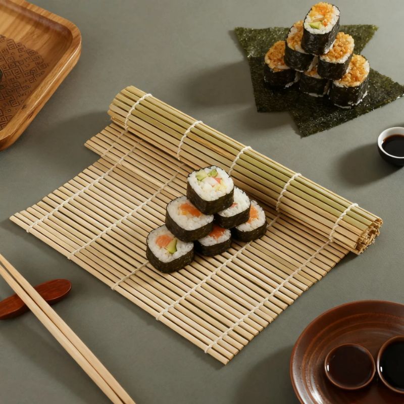 الخيزران الطبيعي السوشي حصيرة  - مراجعة Sushi Making Kit وسعره